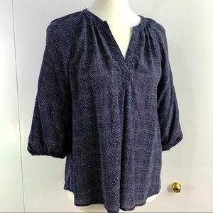 Joie blouse XS 3/4 sleeve v neck silk black gray